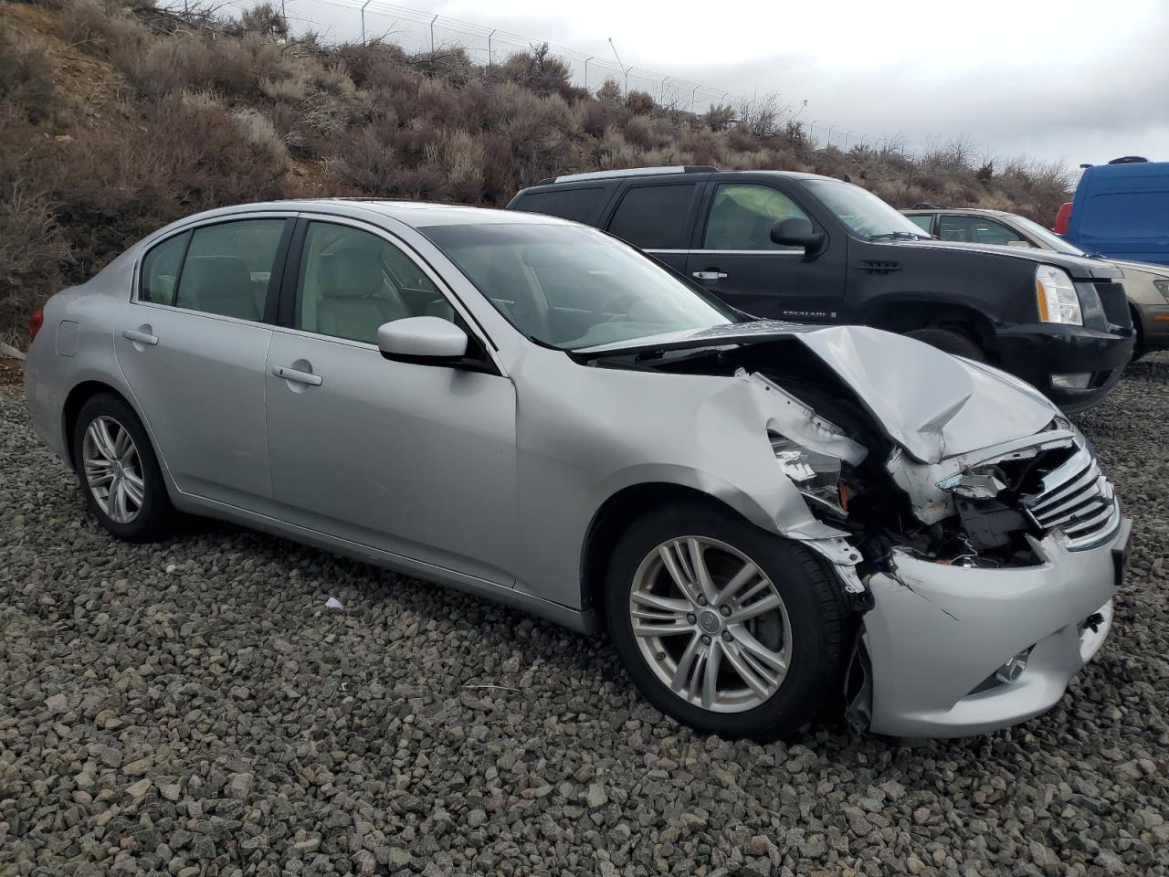 2013 Infiniti G VIN JN1CV6AP1DM711575 Copart auction photo, front end damage thumbnail 4