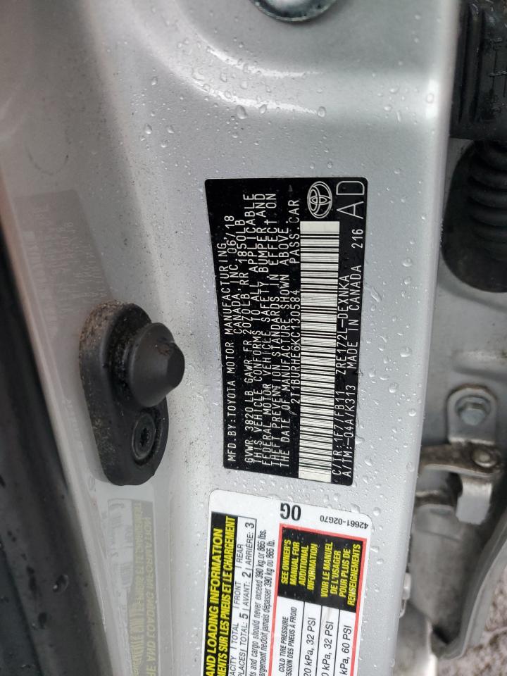 2019 Toyota Corolla VIN 2T1BURHE6KC130584 Copart auction photo, side damage thumbnail 12