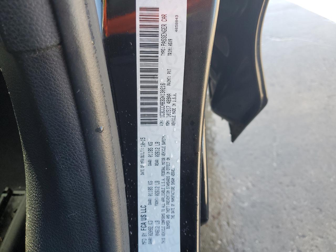 2016 Chrysler 200 VIN 1C3CCCAB3GN130216 Copart auction photo, rear end / side damage thumbnail 13