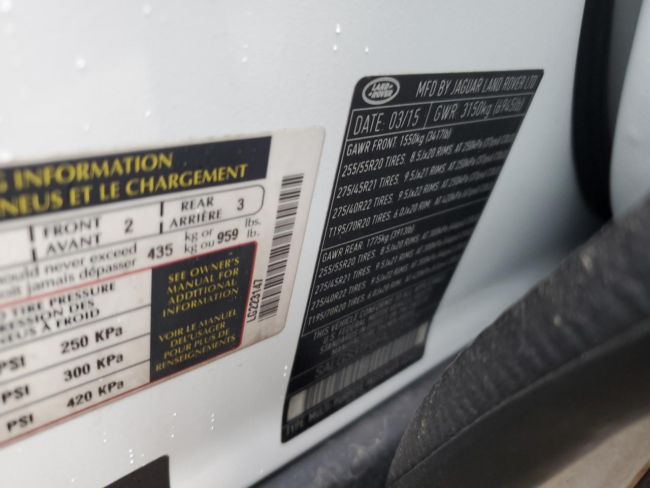 2015 Land Rover Range Rover VIN SALGS3TF6FA223147 Copart auction photo, front end damage thumbnail 13