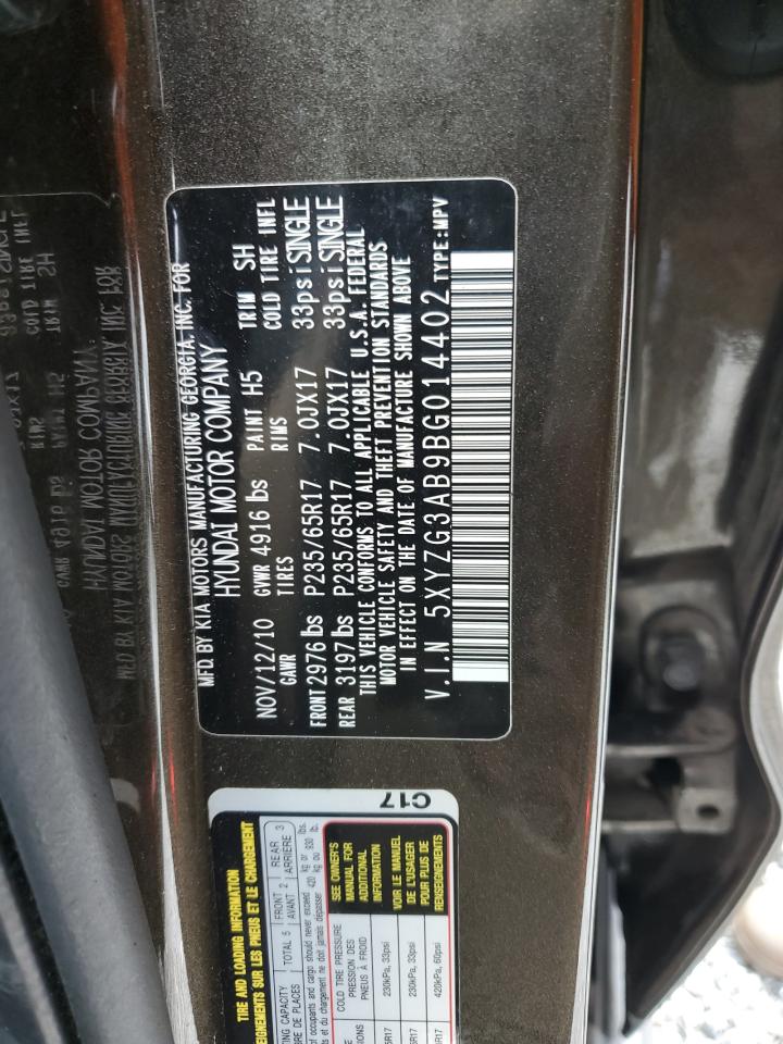 2011 Hyundai Santa Fe VIN 5XYZG3AB9BG014402 Copart auction photo, front end damage thumbnail 13