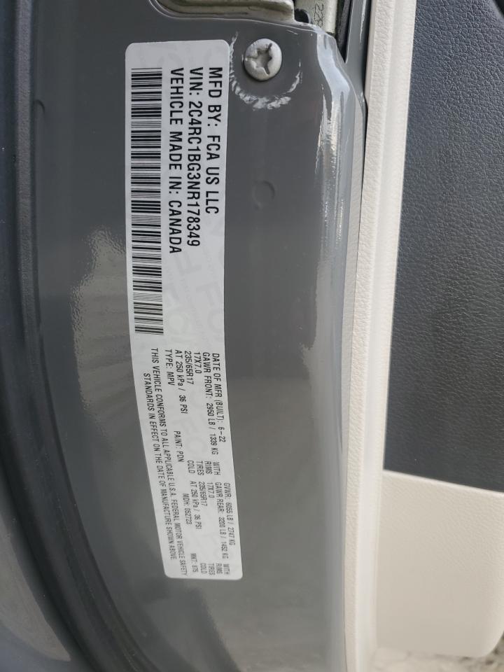 2022 Chrysler Pacifica VIN 2C4RC1BG3NR178349 Copart auction photo, rear end / minor dent/scratches damage thumbnail 13
