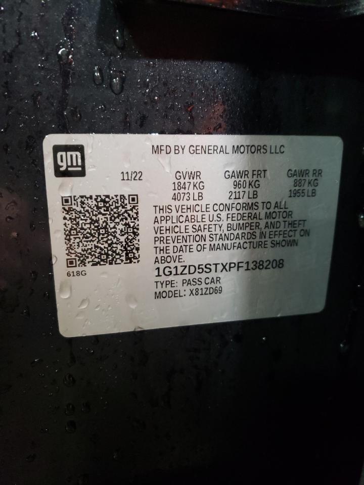 2023 Chevrolet Malibu VIN 1G1ZD5STXPF138208 Copart auction photo, front end / side damage thumbnail 12