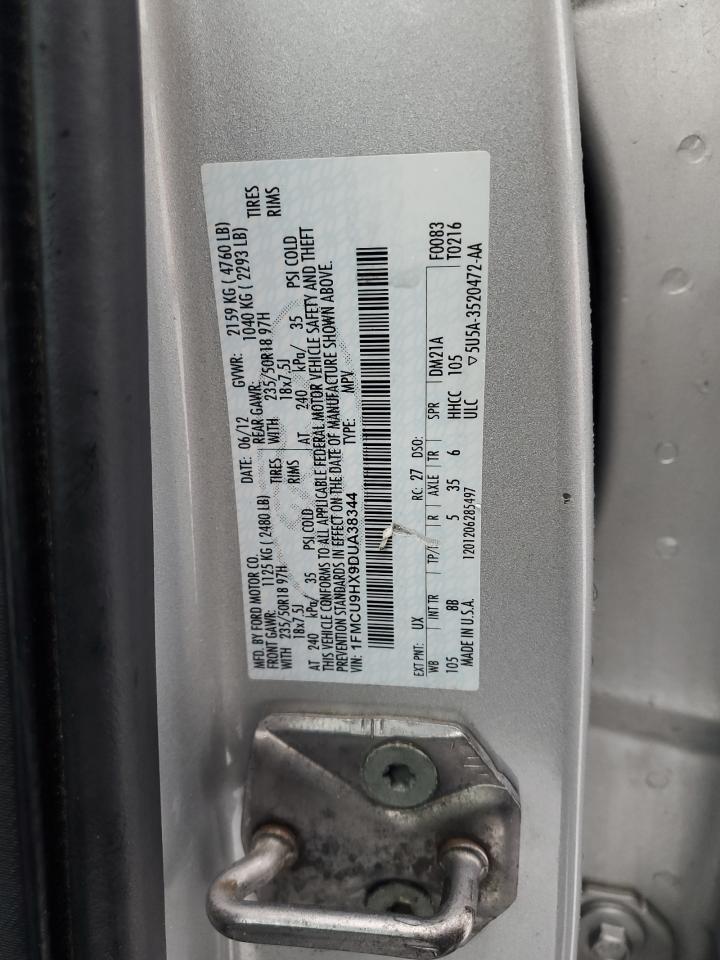 2013 Ford Escape VIN 1FMCU9HX9DUA38344 Copart auction photo, rear end / side damage thumbnail 13