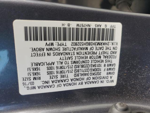 2016 Honda CR-V VIN 2HKRM3H38GH532802 Copart auction photo, rear end / front end damage thumbnail 13