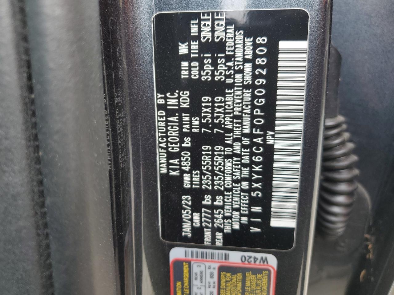 2023 KIA Sportage VIN 5XYK6CAF0PG092808 Copart auction photo, side / rear end damage thumbnail 15