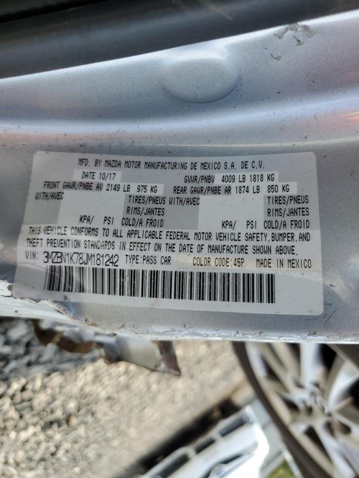 2018 Mazda 3 VIN 3MZBN1K78JM181242 Copart auction photo, all over damage thumbnail 16