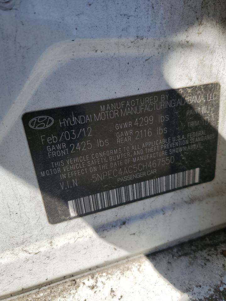 2012 Hyundai Sonata VIN 5NPEC4AC5CH467550 Copart auction photo, front end / minor dent/scratches damage thumbnail 12
