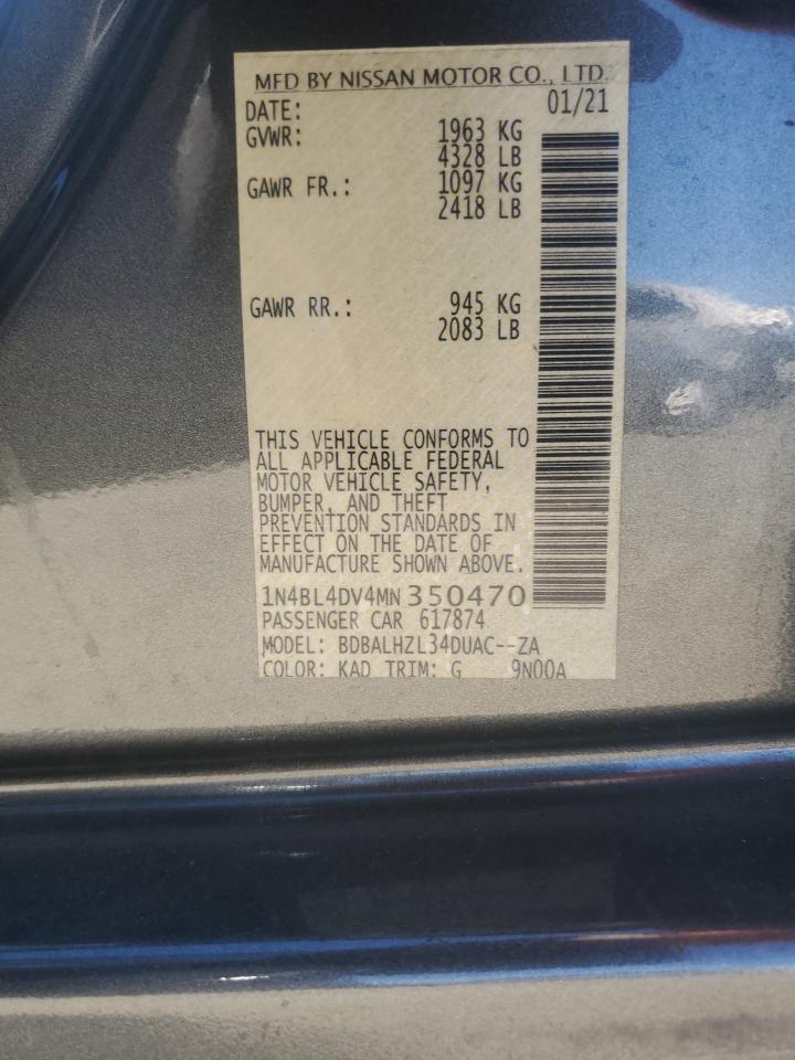 2021 Nissan Altima VIN 1N4BL4DV4MN350470 Copart auction photo, front end damage thumbnail 14