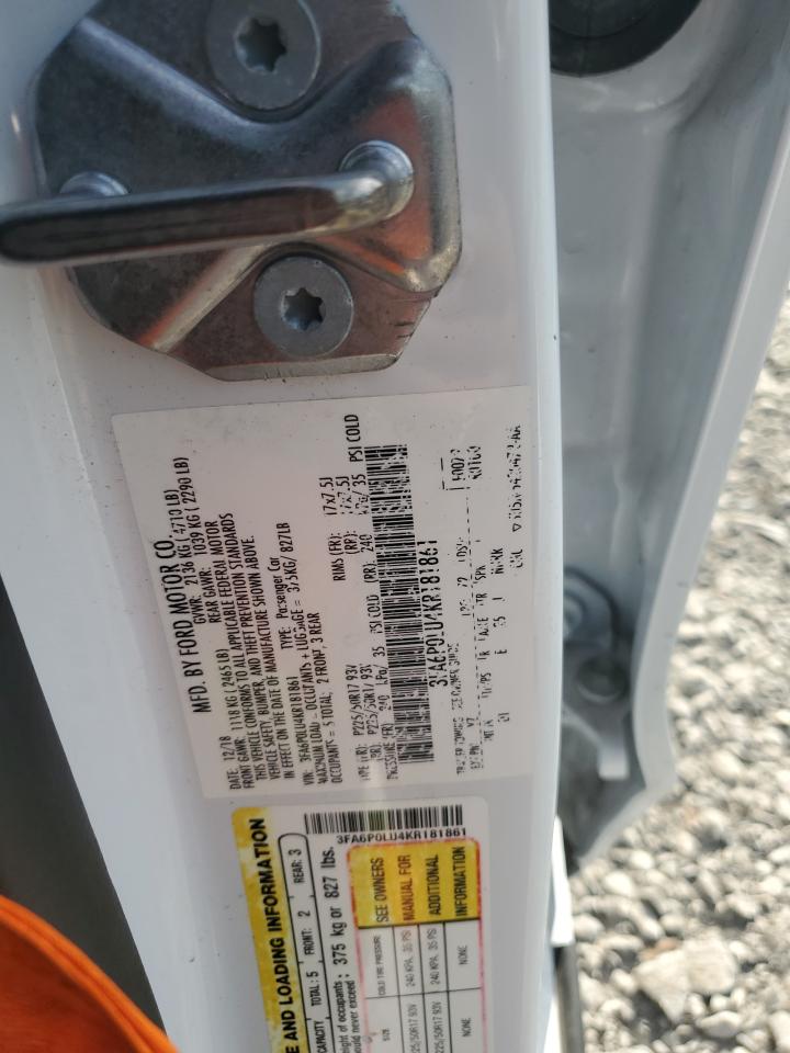 2019 Ford Fusion VIN 3FA6P0LU4KR181861 Copart auction photo, side / front end damage thumbnail 13