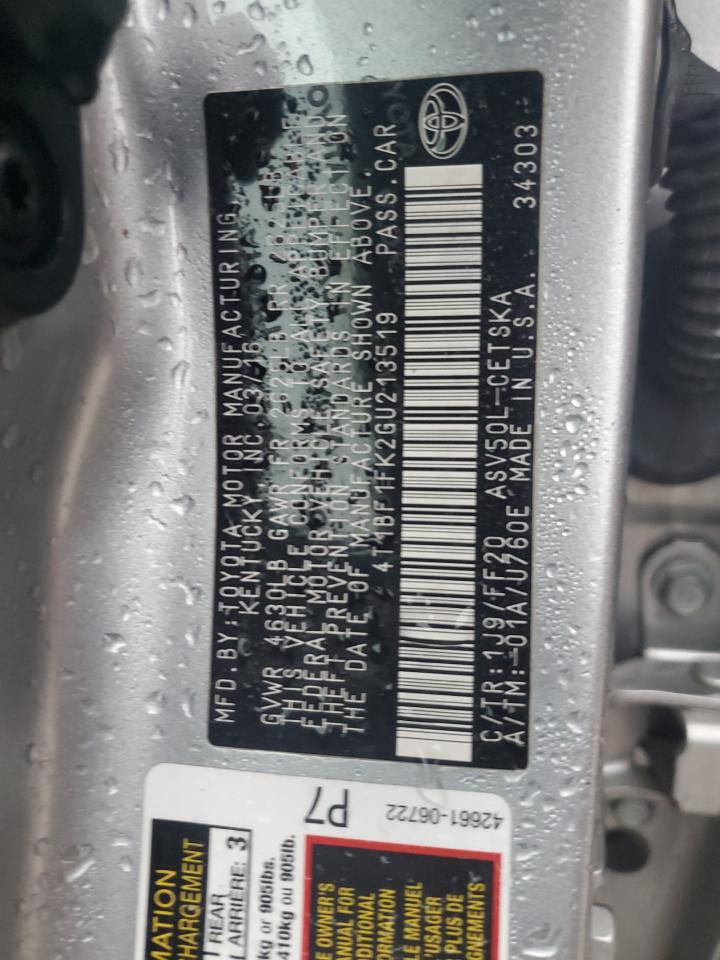 2016 Toyota Camry VIN 4T1BF1FK2GU213519 Copart auction photo, all over damage thumbnail 14