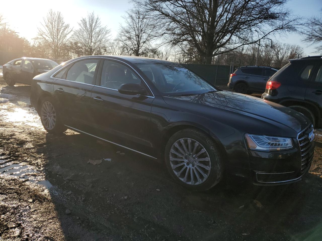2015 Audi A8 VIN WAUJGAFD4FN028750 Copart auction photo, undercarriage / rear end damage thumbnail 4
