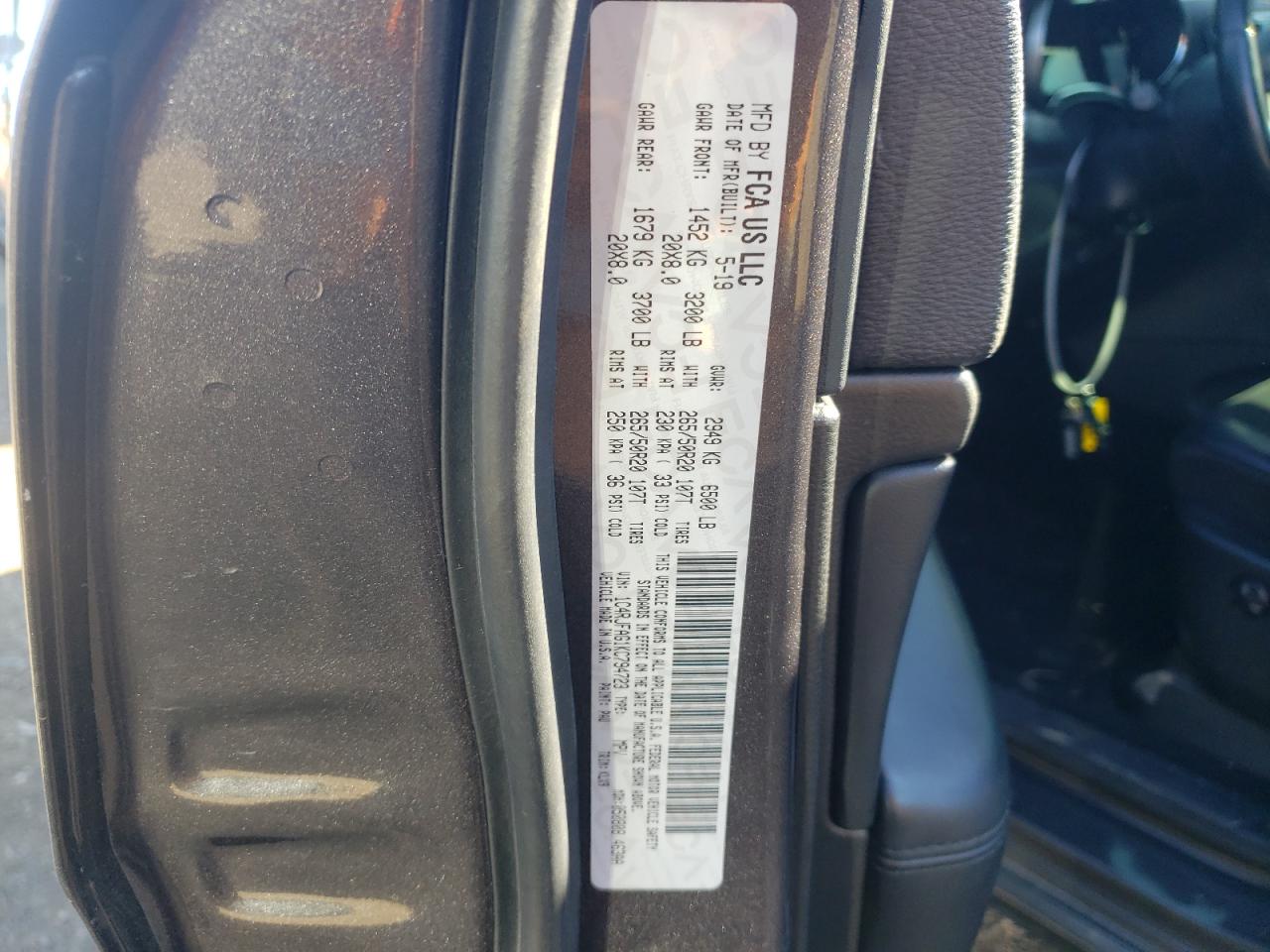 2019 Jeep Grand Cherokee VIN 1C4RJFAG1KC794723 Copart auction photo, front end / minor dent/scratches damage thumbnail 13