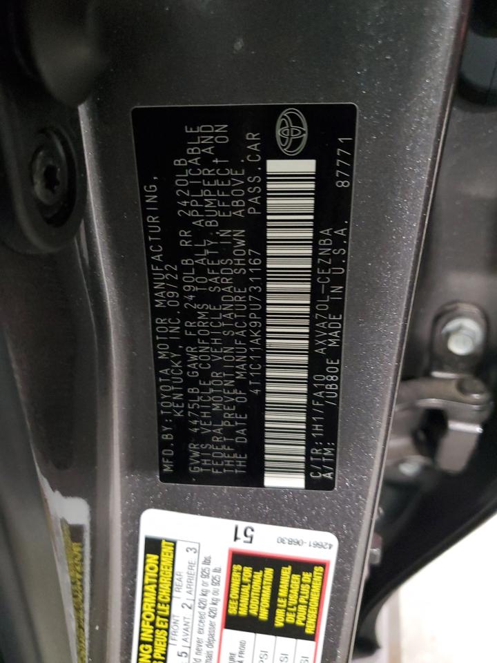 2023 Toyota Camry VIN 4T1C11AK9PU731167 Copart auction photo, side / rear end damage thumbnail 14