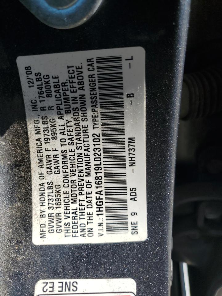 2009 Honda Civic VIN 1HGFA16819L023102 Copart auction photo, front end damage thumbnail 15