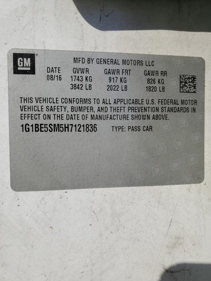 2017 Chevrolet Cruze VIN 1G1BE5SM5H7121836 Copart auction photo, front end damage thumbnail 12