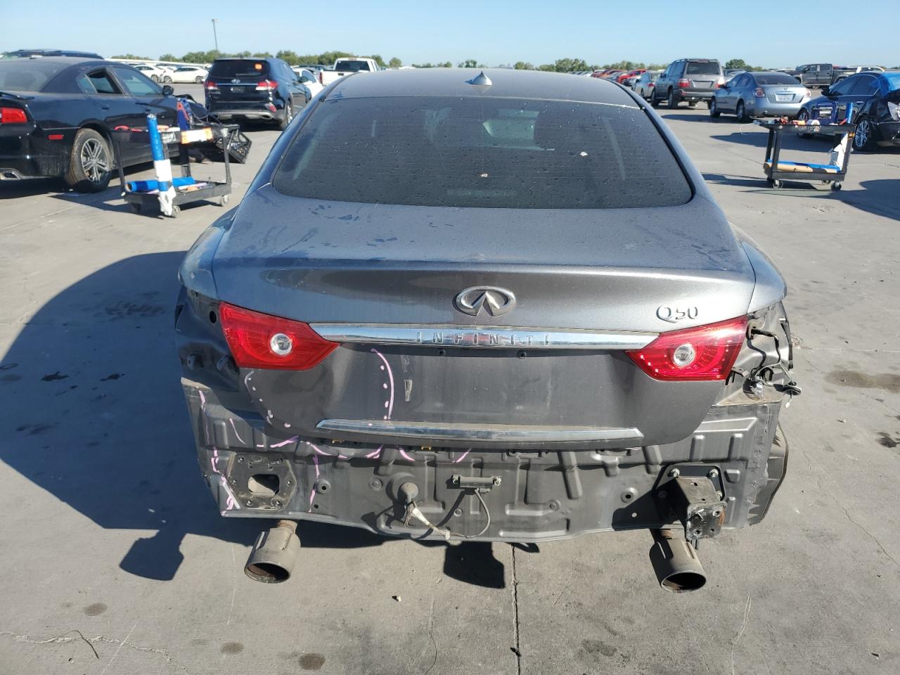 2015 Infiniti Q50 VIN JN1BV7AP1FM350028 Copart auction photo, rear end damage thumbnail 6