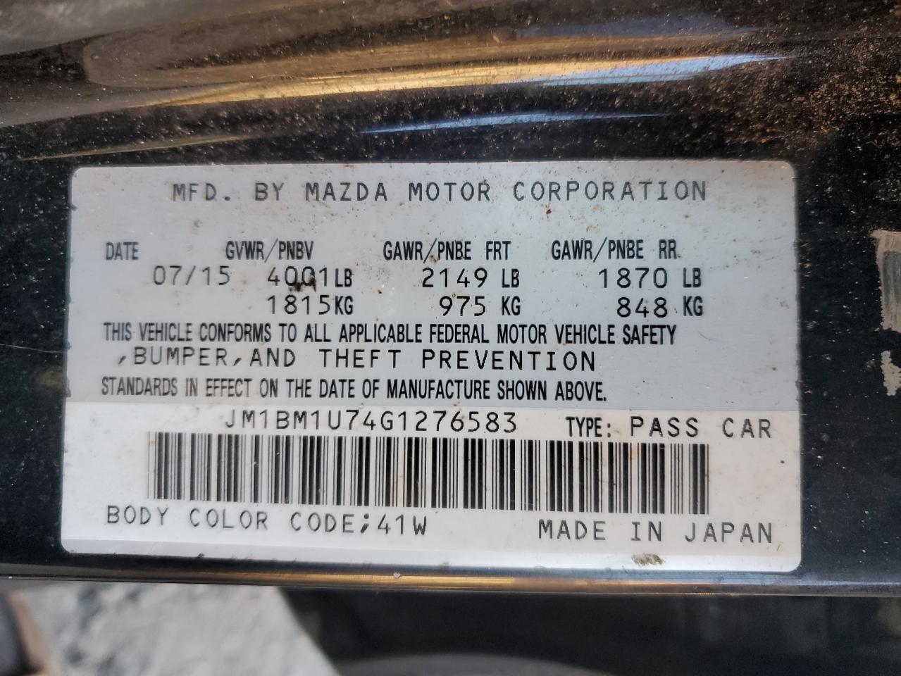 2016 Mazda 3 VIN JM1BM1U74G1276583 Copart auction photo, front end damage thumbnail 12
