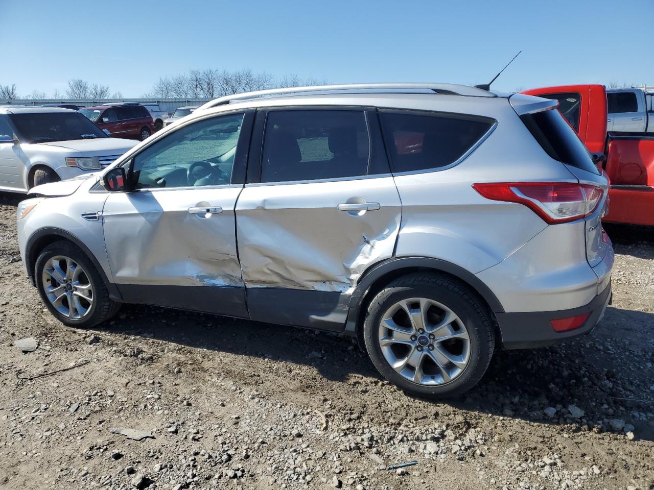 2014 Ford Escape VIN 1FMCU0J9XEUD64999 Copart auction photo, side damage thumbnail 2
