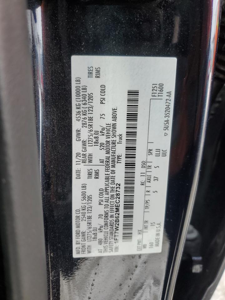 2021 Ford F250 VIN 1FT7W2B62MEC28732 Copart auction photo, front end / side damage thumbnail 12