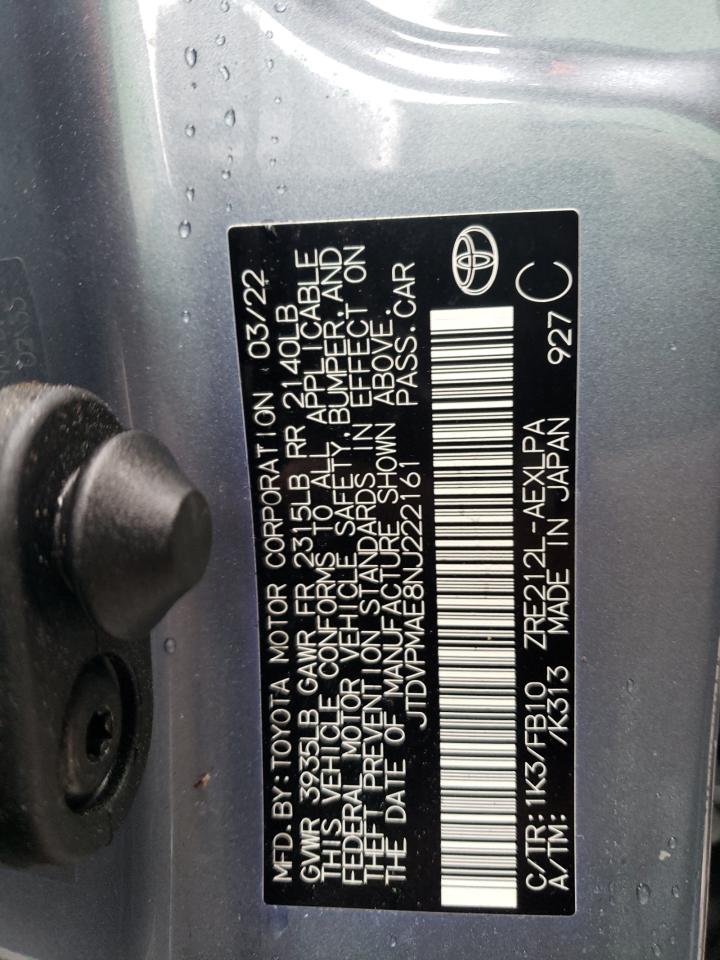 2022 Toyota Corolla VIN JTDVPMAE8NJ222161 Copart auction photo, side / front end damage thumbnail 12