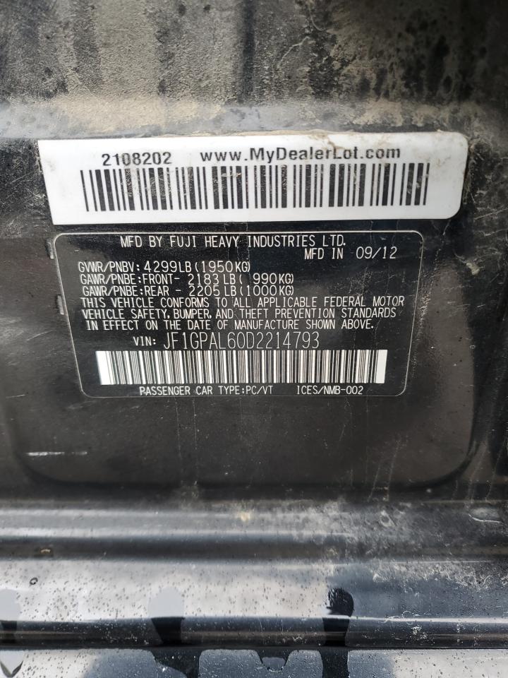 2013 Subaru Impreza VIN JF1GPAL60D2214793 Copart auction photo, hail damage thumbnail 13