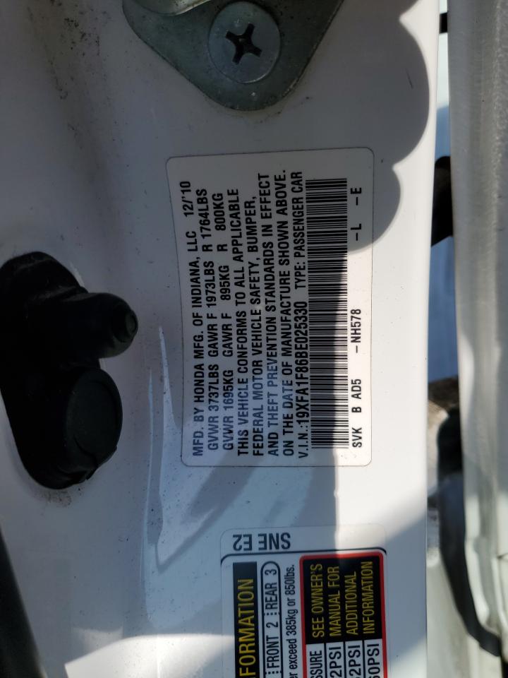 2011 Honda Civic VIN 19XFA1F86BE025330 Copart auction photo, front end damage thumbnail 15