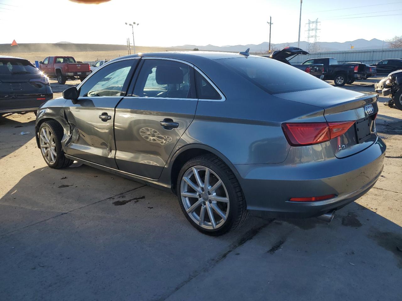 2015 Audi A3 VIN WAUEFGFF9F1135065 Copart auction photo, side / front end damage thumbnail 2