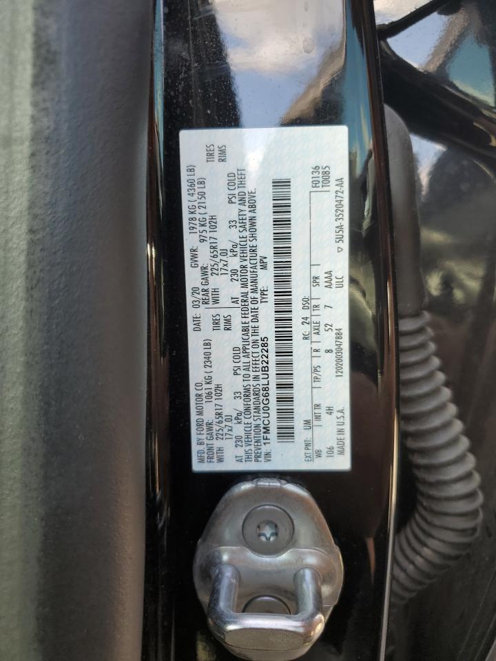 2020 Ford Escape VIN 1FMCU0G68LUB22285 Copart auction photo, front end damage thumbnail 14