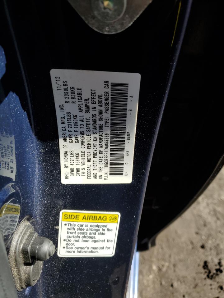 2013 Honda Accord VIN 1HGCR2F86DA055565 Copart auction photo, side damage thumbnail 12