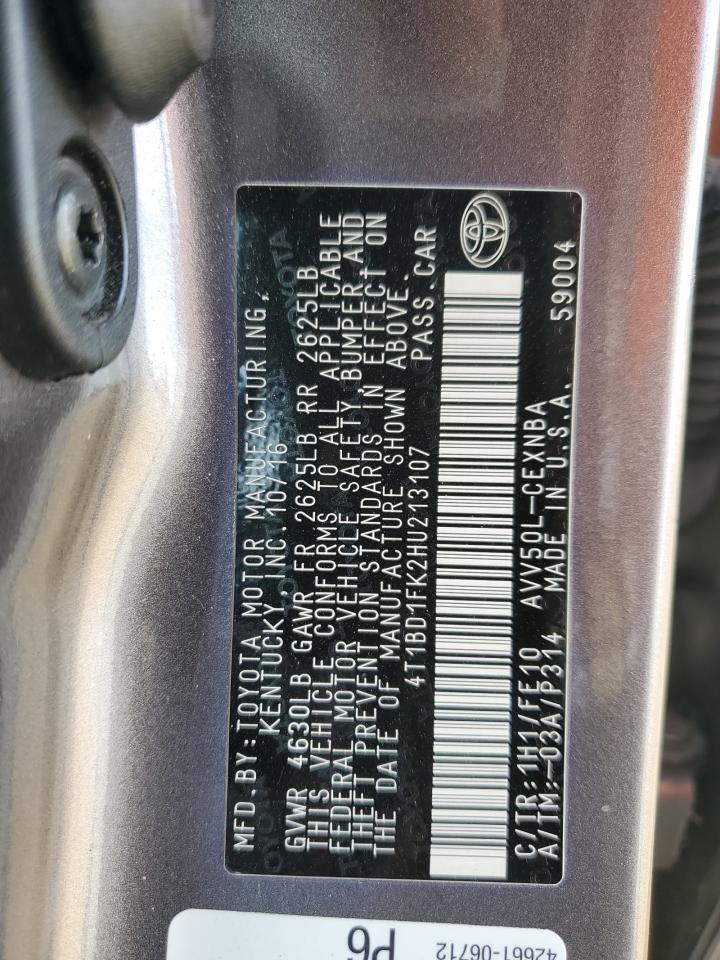 2017 Toyota Camry VIN 4T1BD1FK2HU213107 Copart auction photo, front end damage thumbnail 14