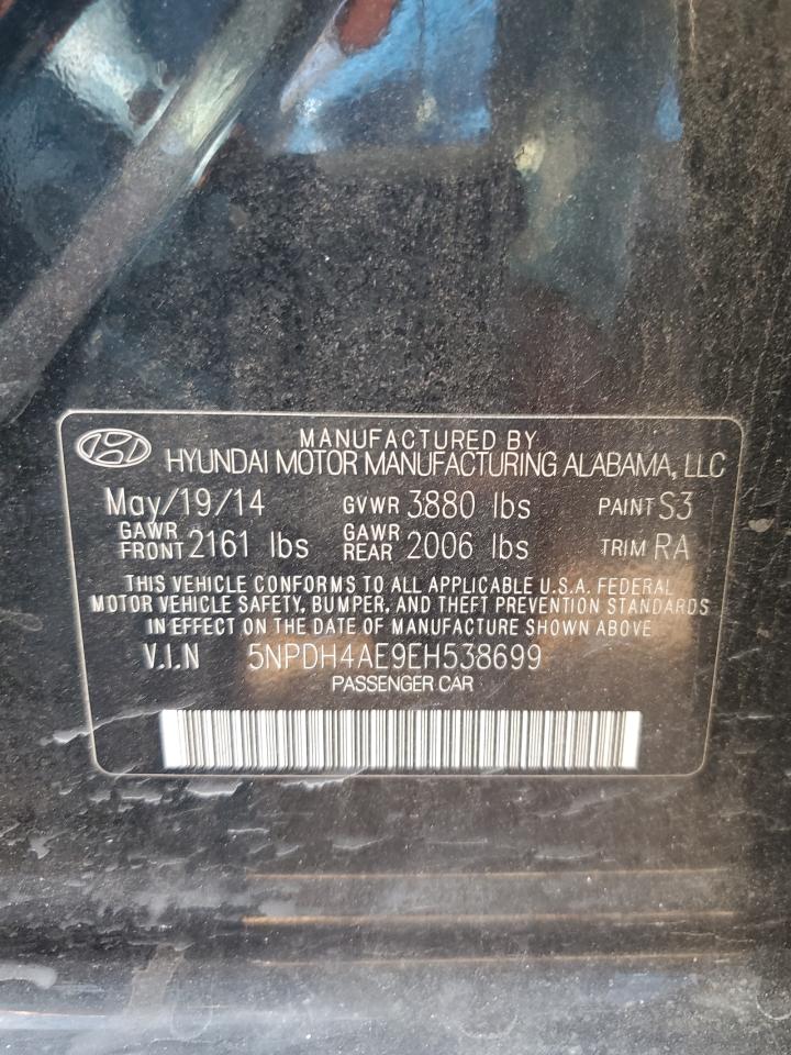 2014 Hyundai Elantra VIN 5NPDH4AE9EH538699 Copart auction photo, side / front end damage thumbnail 14