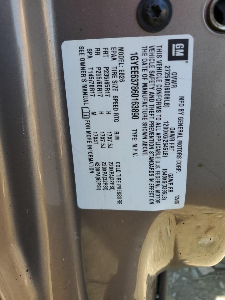 2006 Cadillac SRX VIN 1GYEE637860163890 Copart auction photo, burn damage thumbnail 14
