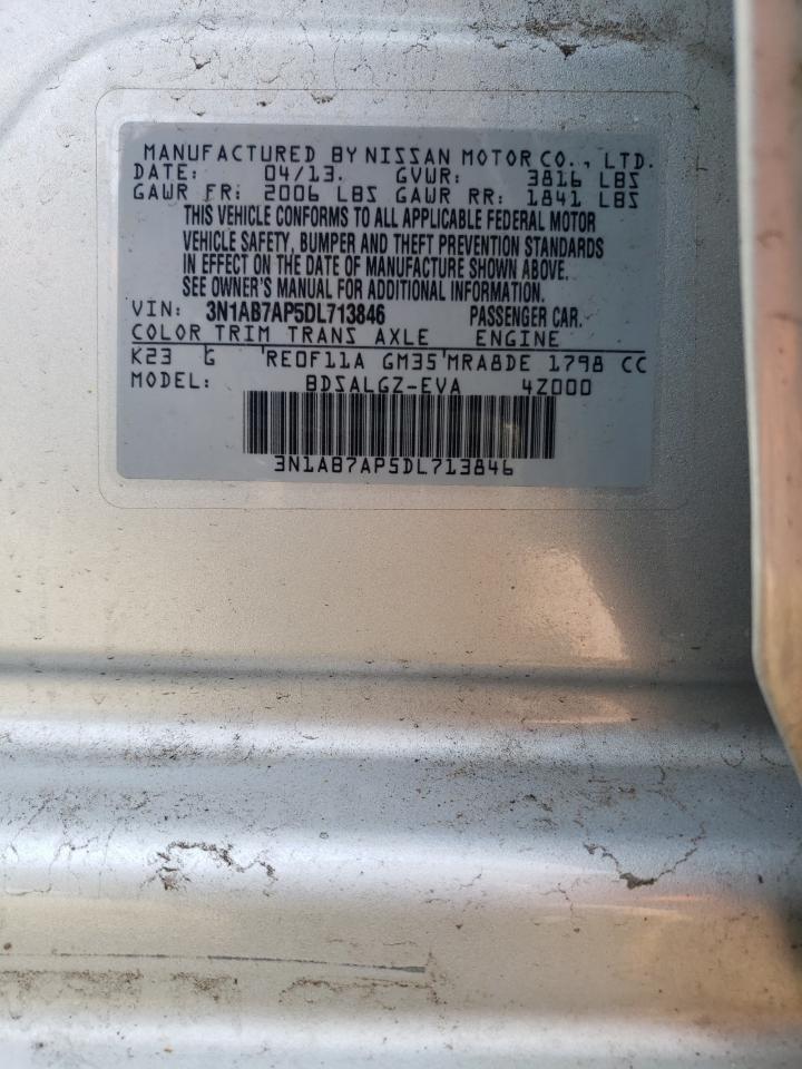 2013 Nissan Sentra VIN 3N1AB7AP5DL713846 Copart auction photo, front end damage thumbnail 14