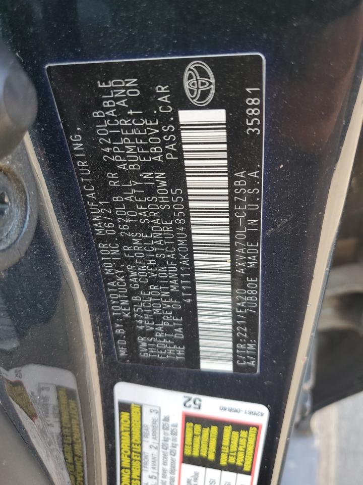 2021 Toyota Camry VIN 4T1T11AK0MU485055 Copart auction photo, front end damage thumbnail 12