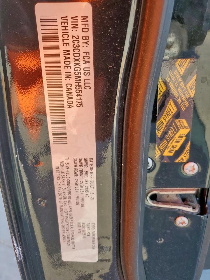 2021 Dodge Charger VIN 2C3CDXKG5MH554175 Copart auction photo, rear end / side damage thumbnail 13