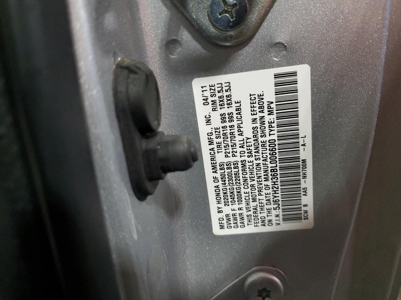 2011 Honda Element VIN 5J6YH2H36BL006600 Copart auction photo, front end / side damage thumbnail 14