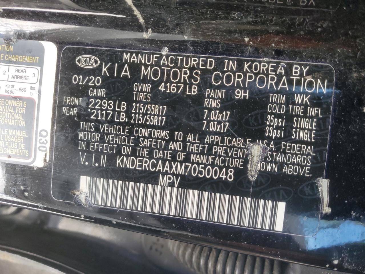 2021 KIA Seltos VIN KNDERCAAXM7050048 Copart auction photo, front end damage thumbnail 13