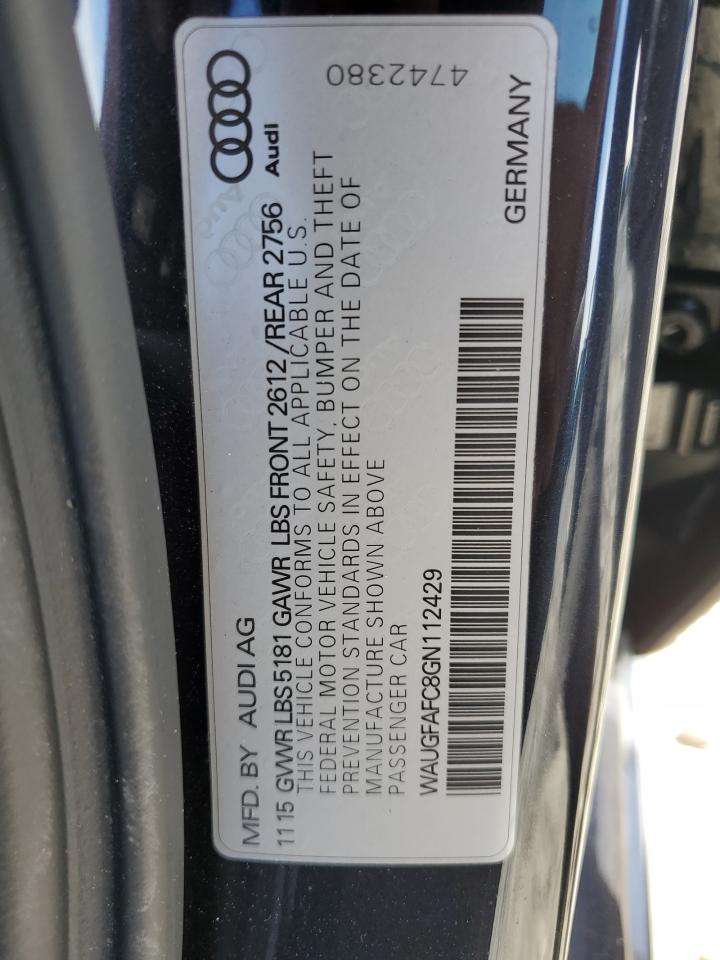 2016 Audi A6 VIN WAUGFAFC8GN112429 Copart auction photo, front end damage thumbnail 14