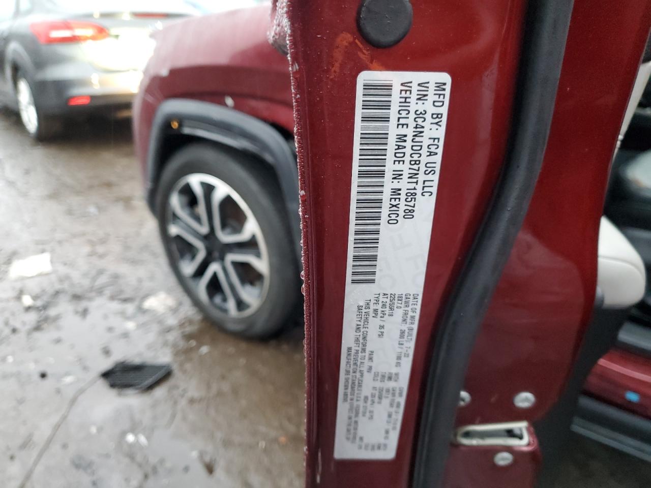 2022 Jeep Compass VIN 3C4NJDCB7NT185780 Copart auction photo, front end / side damage thumbnail 15