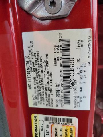2020 Ford Fusion VIN 3FA6P0HD3LR122326 Copart auction photo, side damage thumbnail 12