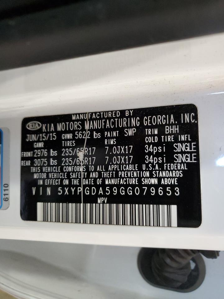 2016 KIA Sorento VIN 5XYPGDA59GG079653 Copart auction photo, minor dent/scratches damage thumbnail 13