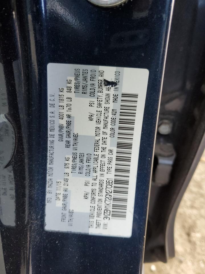 2016 Mazda 3 VIN 3MZBM1K72GM270851 Copart auction photo, rear end damage thumbnail 13