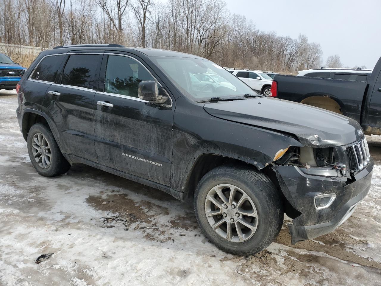 2014 Jeep Grand Cherokee VIN 1C4RJFBG9EC439852 Copart auction photo, front end / side damage thumbnail 4
