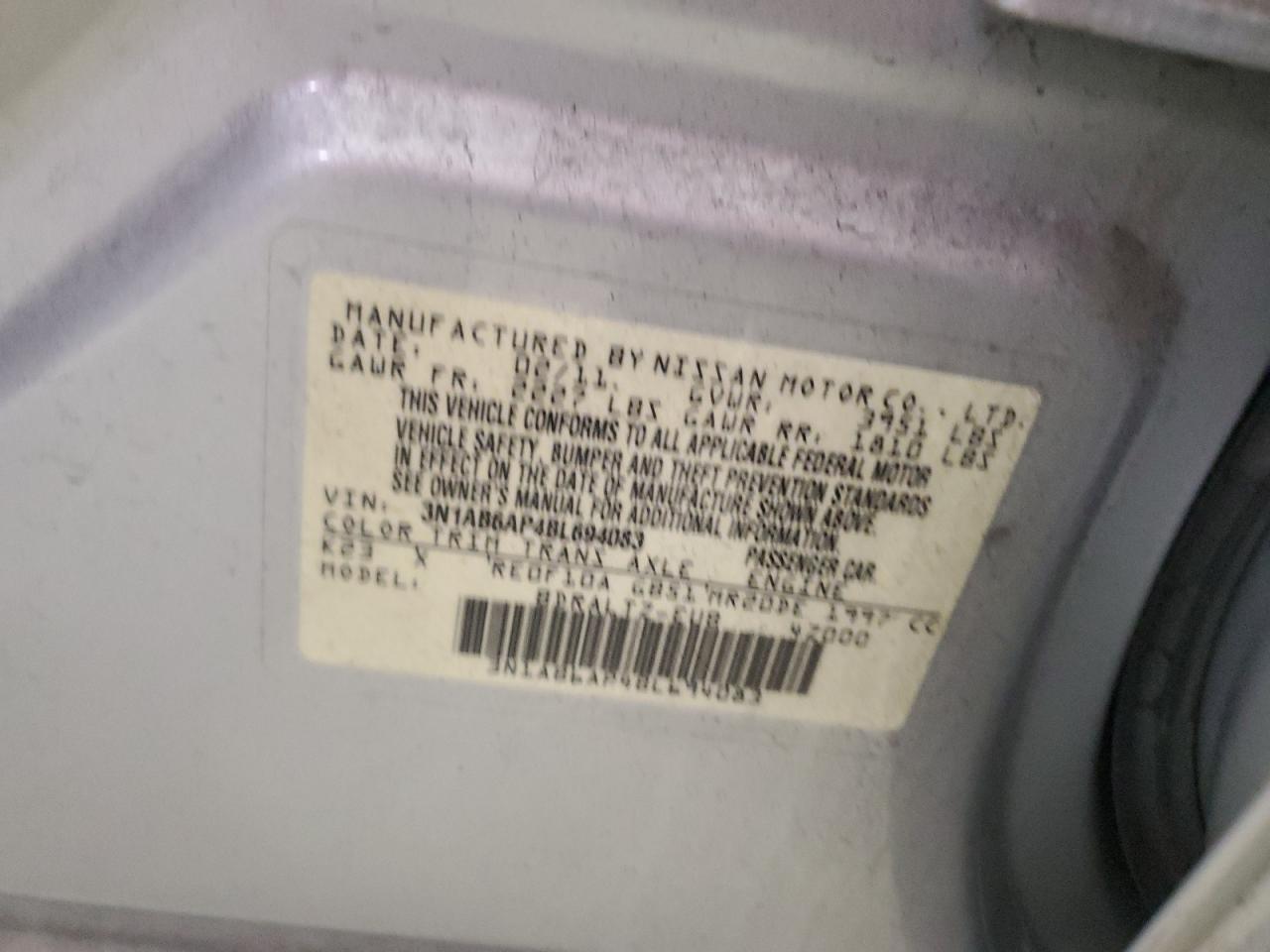 2011 Nissan Sentra VIN 3N1AB6AP4BL694083 Copart auction photo, front end damage thumbnail 12