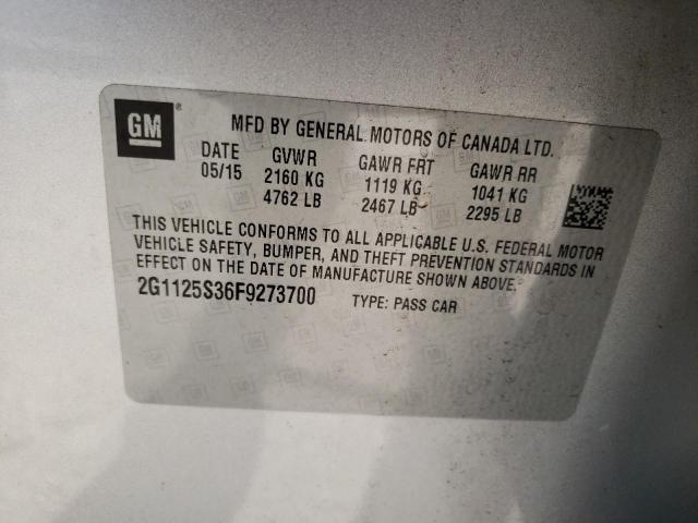 2015 Chevrolet Impala VIN 2G1125S36F9273700 Copart auction photo, all over damage thumbnail 12