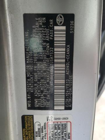 2007 Toyota Camry VIN 4T1BE46K57U587532 Copart auction photo, front end damage thumbnail 12