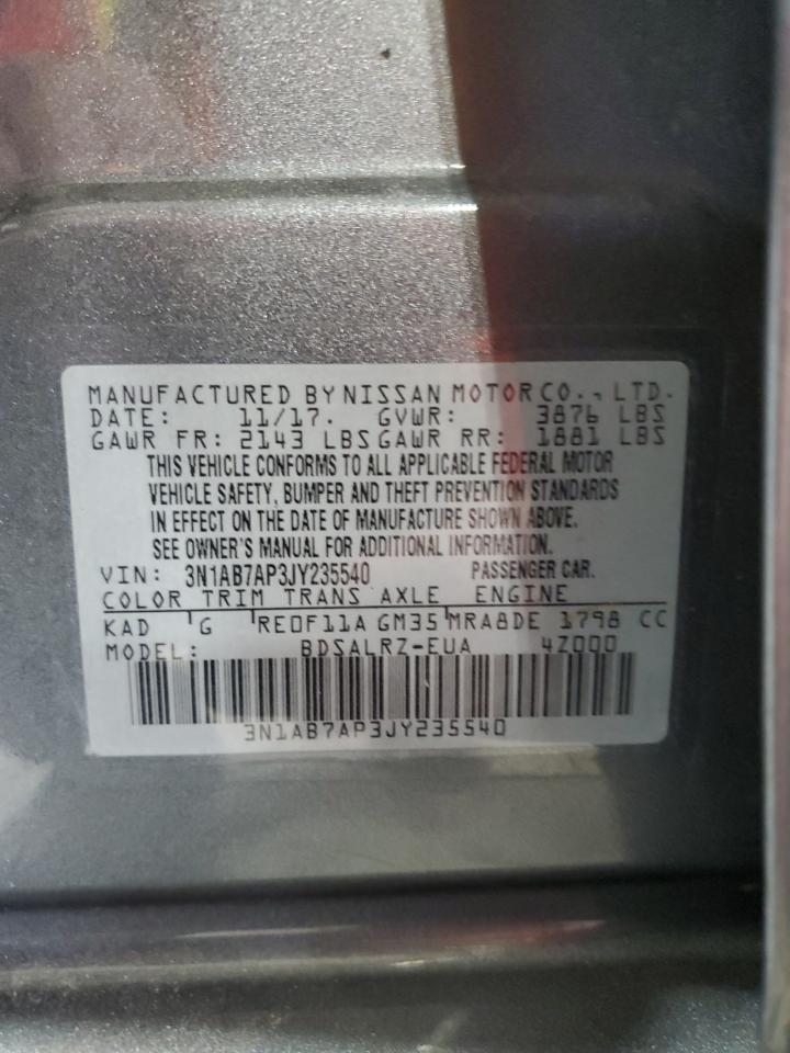 2018 Nissan Sentra VIN 3N1AB7AP3JY235540 Copart auction photo, front end damage thumbnail 13