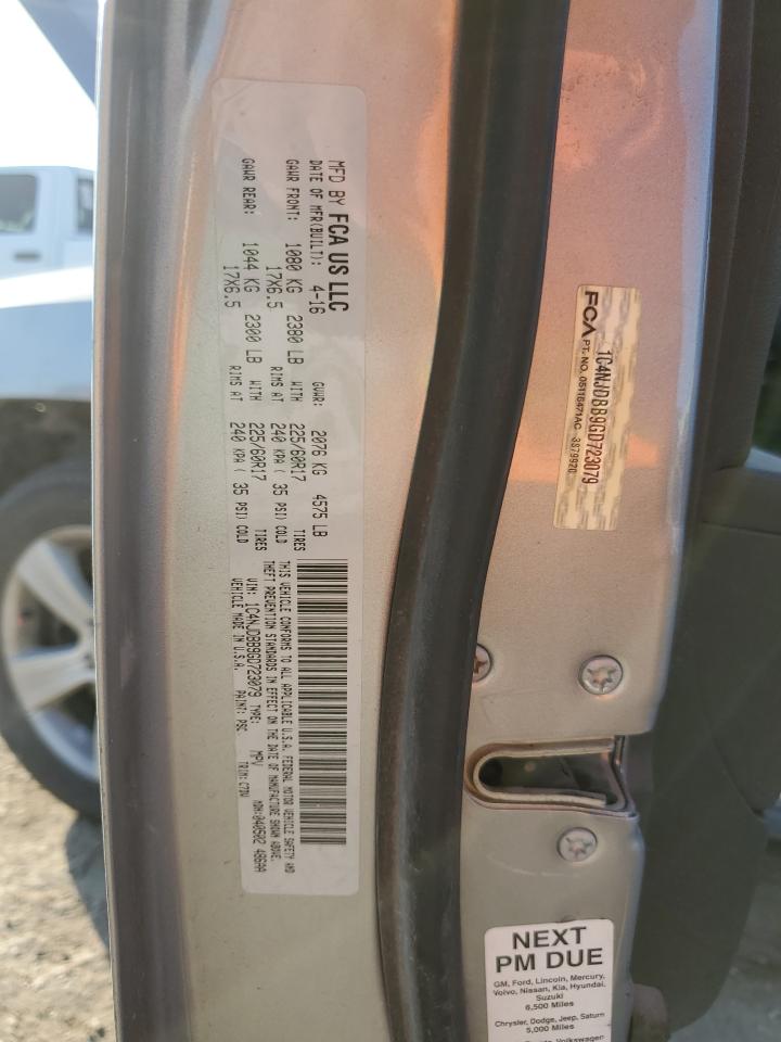 2016 Jeep Compass VIN 1C4NJDBB9GD723079 Copart auction photo, front end damage thumbnail 16