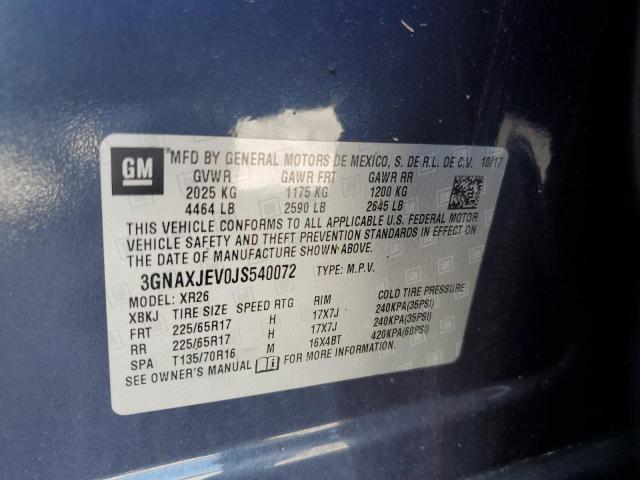 2018 Chevrolet Equinox VIN 3GNAXJEV0JS540072 Copart auction photo, hail damage thumbnail 12